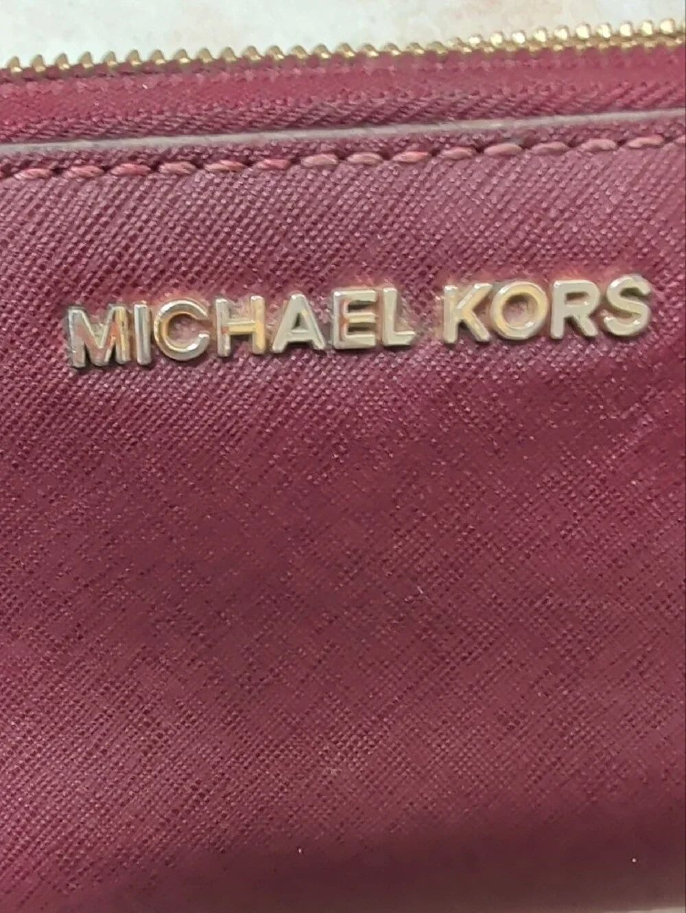 Michael Kors Burgundy Zip Around Wallet GUC